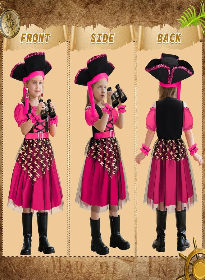 دياو زي قرصان من دي أو أو للبنات، طقم أزياء للهالوين يتضمن فستانًا وقبعة وتلسكوبًا وخريطة، مناسب للعب الأدوار وحفلات أعياد ميلاد الأطفال. مقاس كبير - Image 4